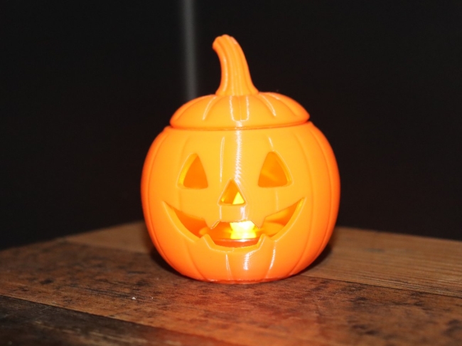 Halloween Deko, Kürbis mit LED-Teelicht